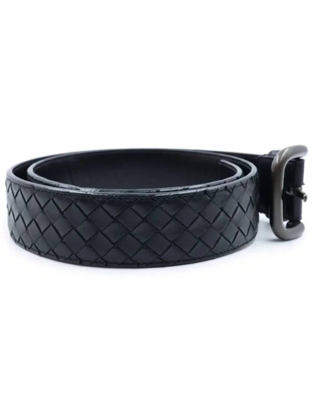 Bottega Veneta Intrecciato Braided Leather Belt Black